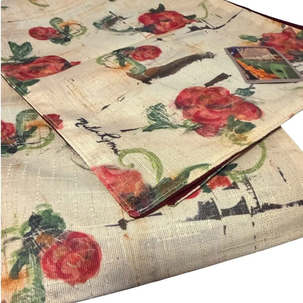 MCM Floral Fusion Table Runner Lined Melissa Lyons Red Rose White 72